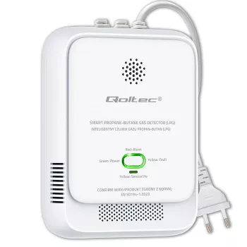 Rilevatore di fughe di gas QOLTEC 52652 — rilevatore propano/butano (GPL), allarme 85 dB, indicatore LED