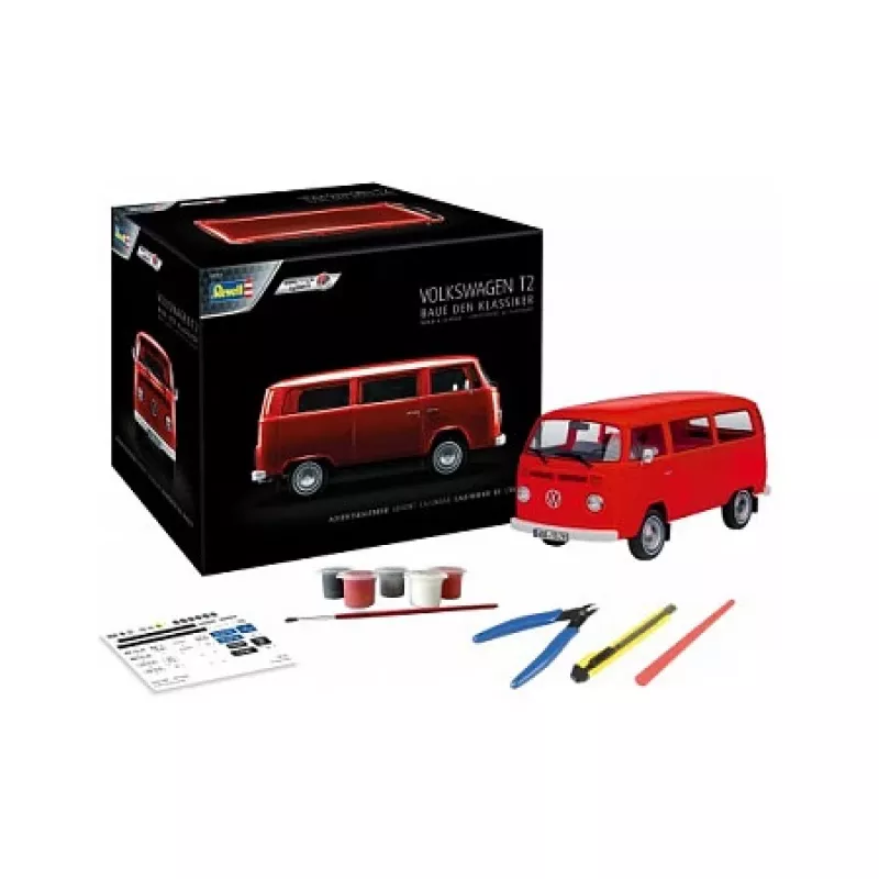 Modello bus REVELL VW T2, kit, scala 1:24, lunghezza 193 mm, larghezza 85 mm