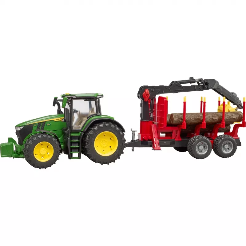 BRUDER John Deere 7R 350 con rimorchio forestale e 4 tronchi