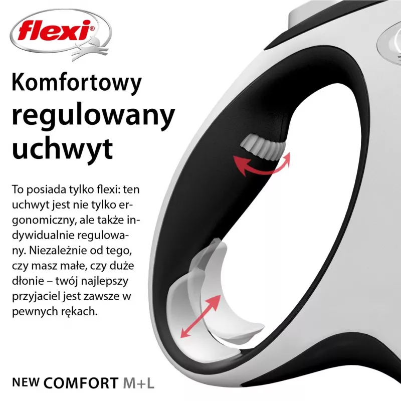 Guinzaglio avvolgibile per cani Flexi New COMFORT 8 m nero, grigio