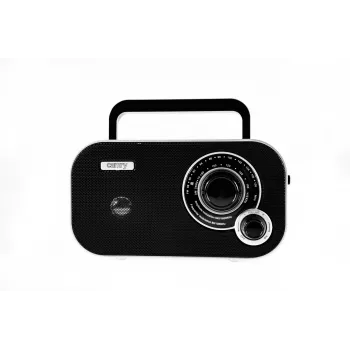Radio portatile Camry CR 1140b — AM/MF, grigio, alimentazione a rete o a batteria, compatto 280×65×113 mm