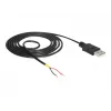 Delock Cavo USB2.0 connettore maschio Type-A > 2 x estremità cavo aperte - 1,5 m - nero (85664)