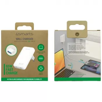Caricabatterie FlatPlug 65W GaN Dual USB-C bianco