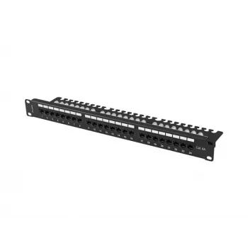 PATCH PANEL 24 PORTE 1U 19 CAT.6A UTP CON ORGANIZZATORE CAVI NERO LANBERG