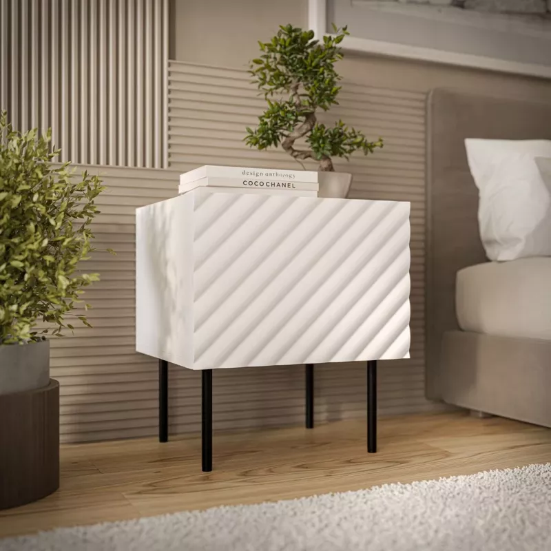 Comodino Cama LUCCA comodino 2 pz. 47x40x52 cm bianco MDF/truciolare
