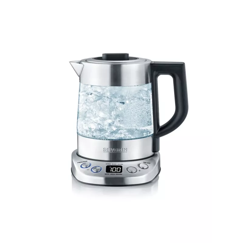 Bollitore elettrico SEVERIN 1 L 2200 W vetro e acciaio inox, 5 impostazioni di temperatura, display LED