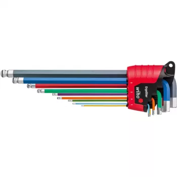 Set di chiavi a brugola L Wiha ErgoStar supporto 9 pezzi con funzione MagicRing | wiha 43850