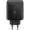 Caricabatterie dual-fast USB-C, PD, GaN, 65 Watt (nero, 1x USB-C, 1x USB-A, Power Delivery)