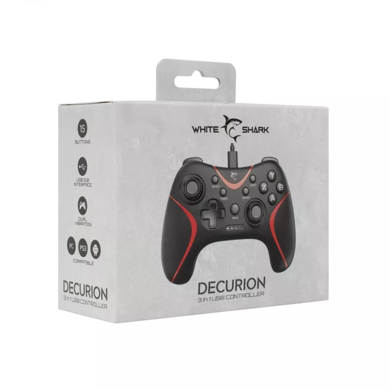 Gamepad da gaming USB con filo White Shark GP-2038 3in1 (DECURION) - bianco