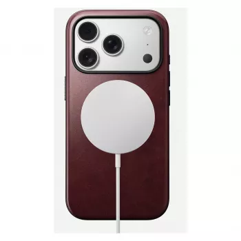 Custodia per smartphone Nomad Modern Leather Case per iPhone 17 Pro, pelle + TPU + PC, per schermo da 16 cm (6,3 pollici), bordeaux