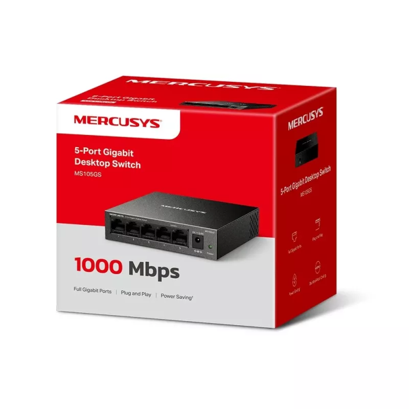 Mercusys MS105GS - switch desktop, 5 porte Gigabit, nero