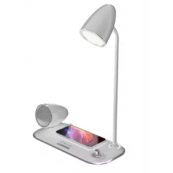 Caricatore da scrivania wireless Tellur TLL151371 con altoparlante Bluetooth e lampada da scrivania