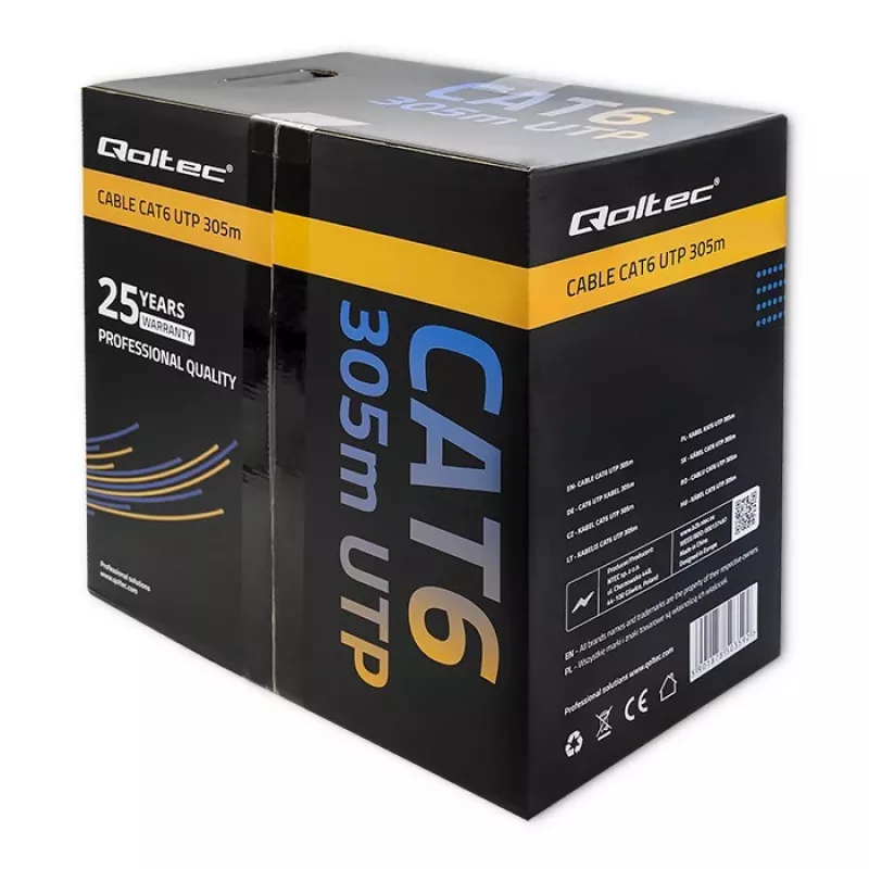 Qoltec 50359 Cat.6 UTP cavo, 305 m, grigio, PVC