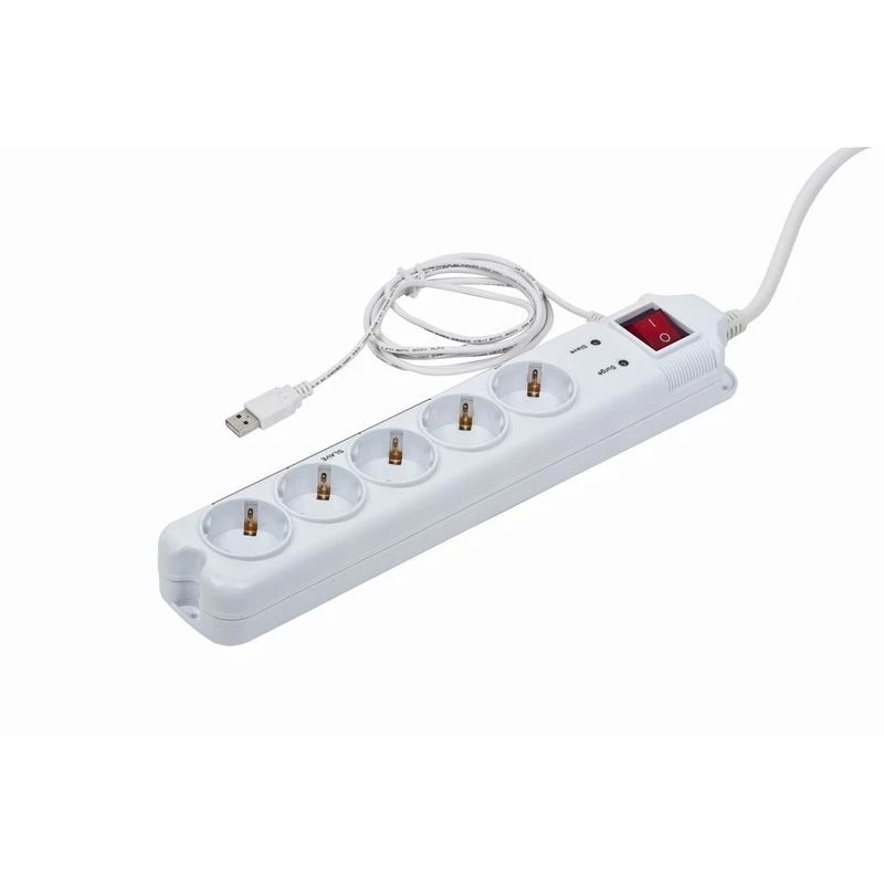 Protezione da sovratensione Gembird PCW-MS-2G bianco 5 uscite AC 250V 1,8m