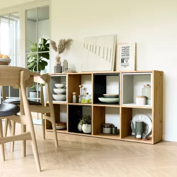 Libreria da soggiorno Top e Shop MALAX 2X4 ARTISAN, legno naturale, 8 ripiani, 1470×300×750 mm