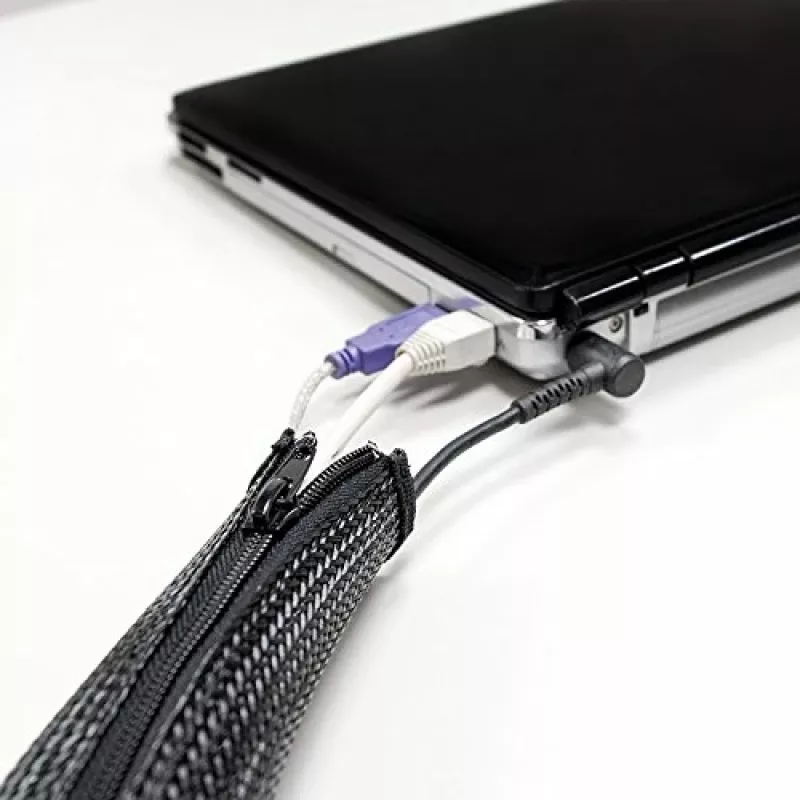 LOGILINK KAB0047 LOGILINK Organizer flessibile per cavi con cerniera, nero 2m