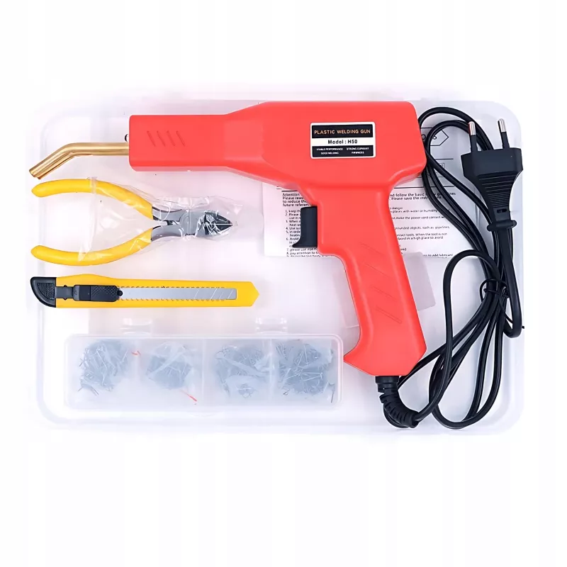 Set saldatore per plastica / saldatore a stilo Extralink con 200 graffette