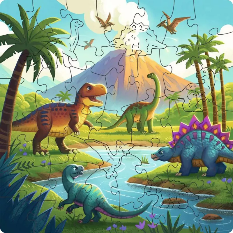 Puzzle in legno per bambini - mondo dei dinosauri (44 pezzi)