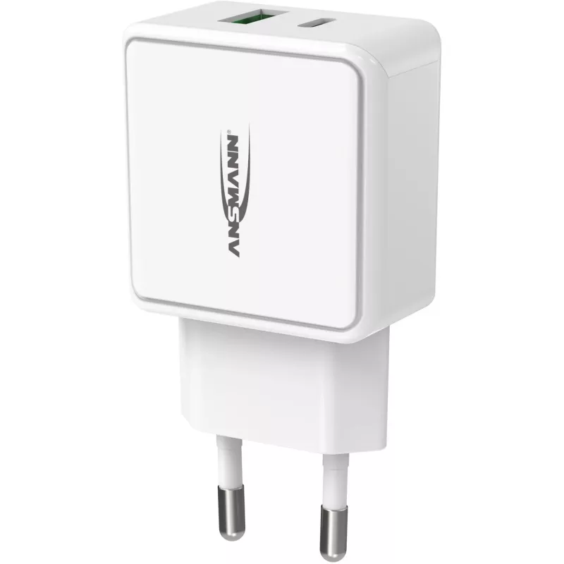 ANSMANN HC218PD - alimentatore - 18 Watt - 3000 mA - PD, QC 3.0 - 2 porte di uscita (USB, USB-C) - bianco (1001-0111)