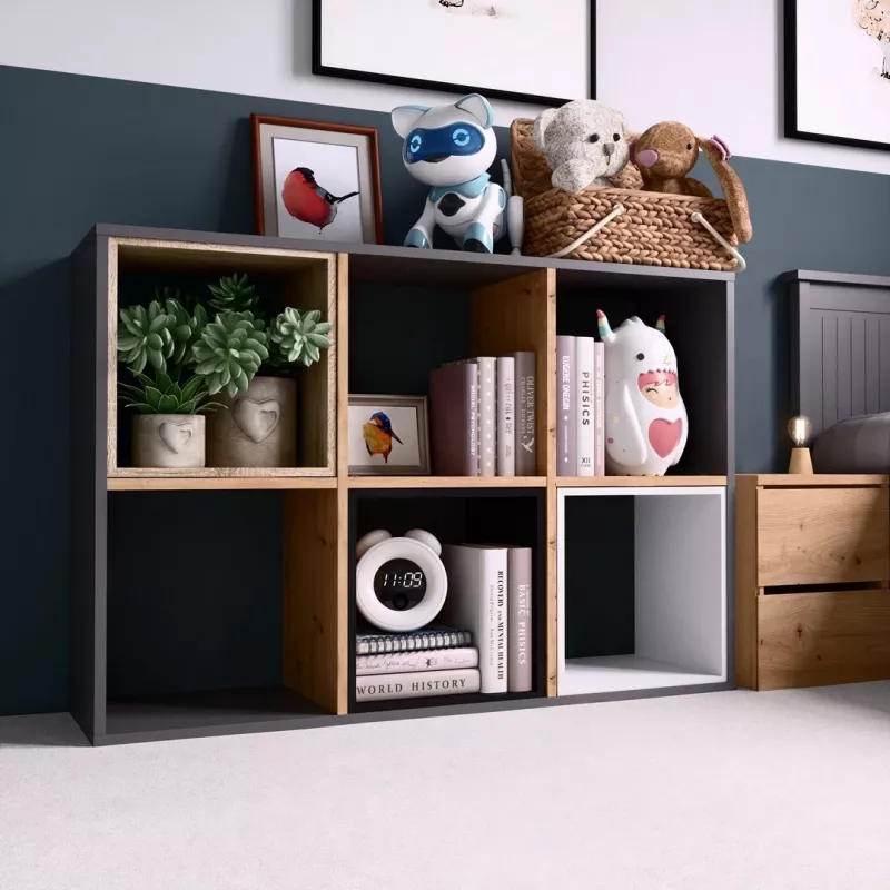 Libreria soggiorno Topeshop MALAX 2X3 ANT/ART