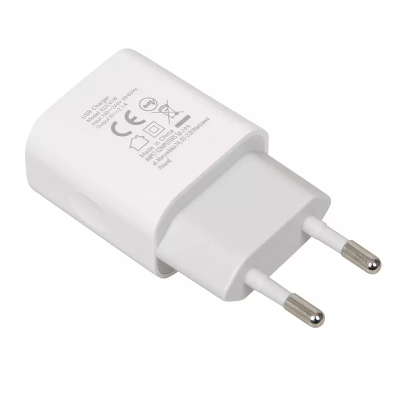 Caricabatterie iBOX C-41 USB 2A, 1 porta USB, cavo microUSB, bianco
