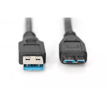 ASSMANN cavo SuperSpeed USB 3.0, connettore maschio USB-A a connettore maschio Micro-USB-B, Cu AWG 28, doppia schermatura, lunghezza 1,0 m (AK-300116-010-S)