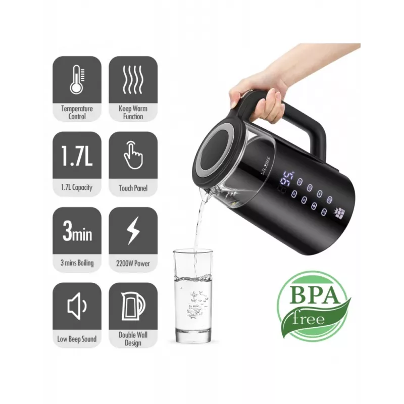 Bollitore elettrico Forme FKG-4017 1,7L 2200W nero