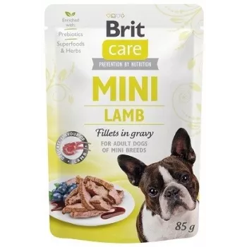 Paté umido Brit Mini Lamb 85 g — cibo umido con agnello come unica fonte proteica per cani piccoli adulti, senza cereali, bustina da 85 g