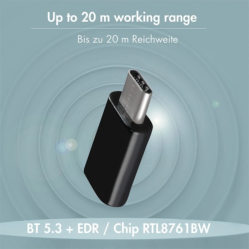 LogiLink BT0048A adattatore USB-C Bluetooth 5.3, portata 20 m, nero