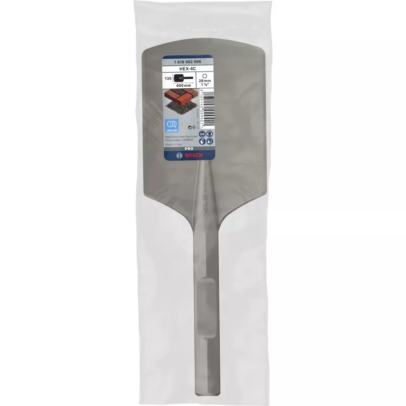 Bosch 1 618 662 000 scalpello piatto con gambo esagonale, 135 x 400 mm