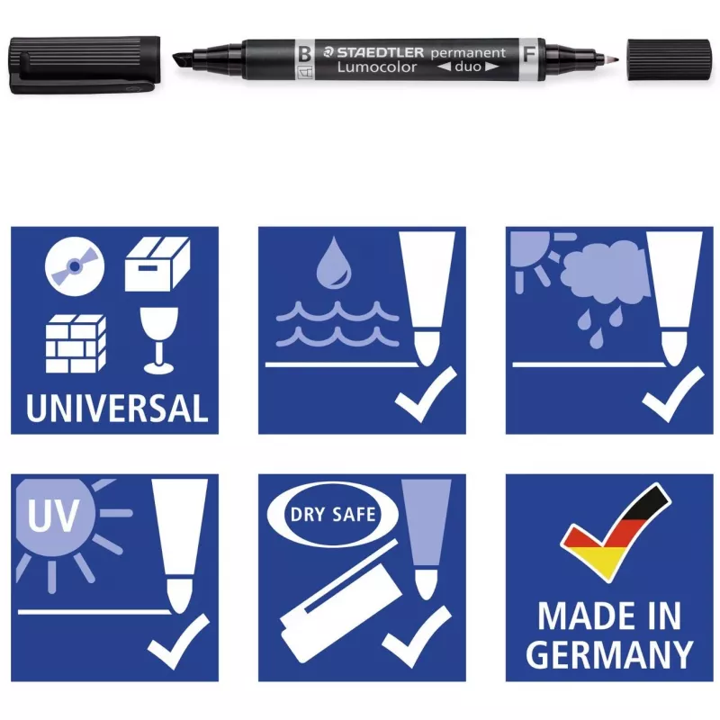Pennarello permanente Staedtler Lumocolor permanent duo 348 B nero 1 pezzo