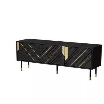 Mobile TV Cama Meble MOUNTAIN 154x40x55 cm – piano in truciolare, nero e oro