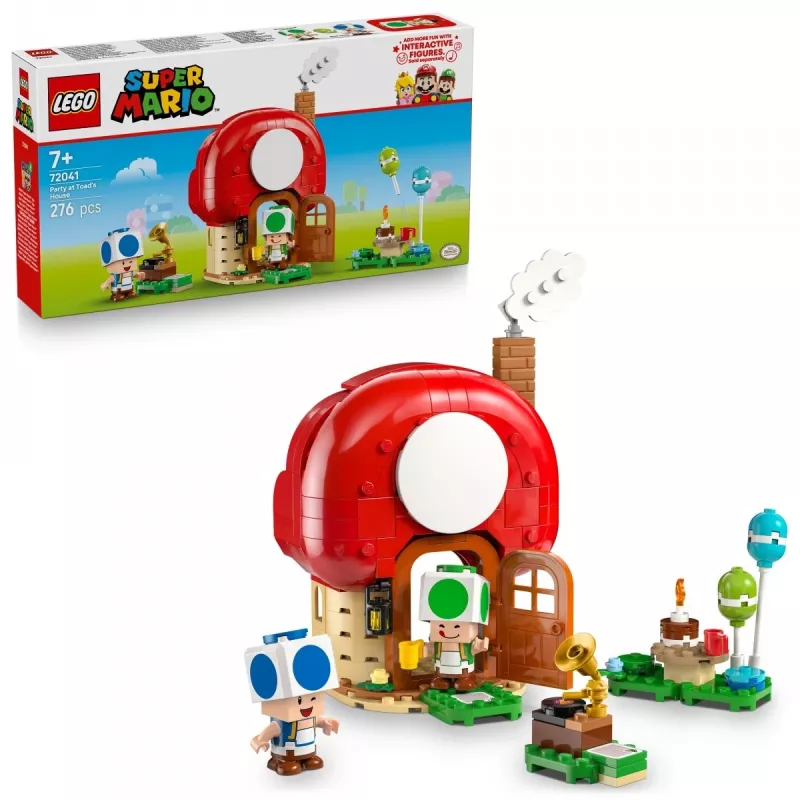 Set LEGO Super Mario Party im Toad-Haus 72041 con funzioni di gioco interattive