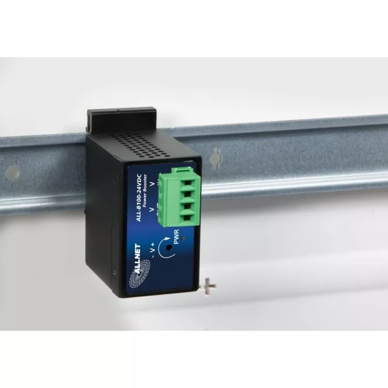 Power booster DC-DC ALLNET ALL-B100-24VDC: ingresso 24VDC, uscita 48–55VDC, fino a 95W