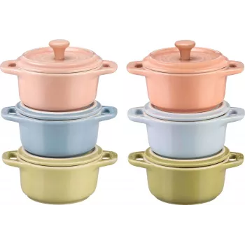 Set 6x mini cocotte rotonda 10 cm, multicolore