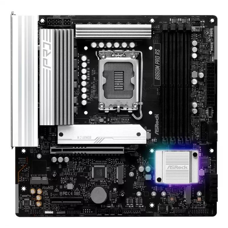 Scheda madre ASROCK B860M Pro RS — Intel B860, LGA 1851, micro ATX, DDR5, 4× DIMM, 2.5Gb LAN, 1×PCIe5 x16