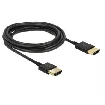 DeLOCK Slim High Quality - cavo HDMI con Ethernet - HDMI (M) a HDMI (M) - 25 cm - tripla schermatura - nero - supporto 4K (85117)