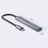 Hub USB-C Unitek H1208B — 1x USB-A 5 Gbit/s, 3x USB-A 2.0, host USB-C, case in alluminio, cavo 0,20 m