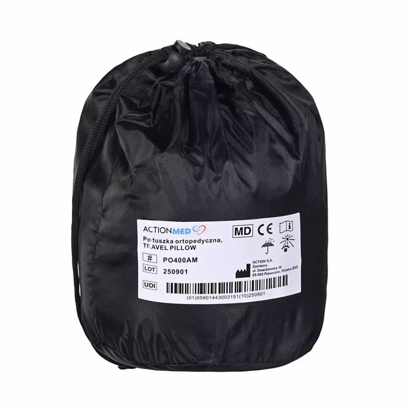 Cuscino ortopedico da viaggio per il collo ActionMed PO400AM, imbottitura in schiuma, grigio – supporto per collo e nuca