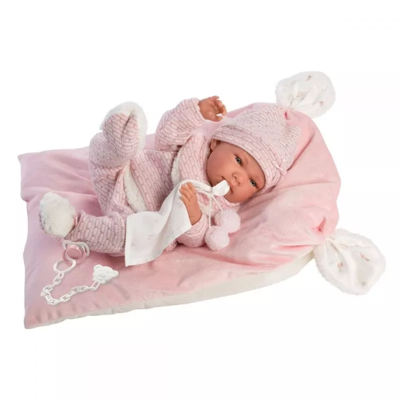 Bambola 73860 bambola neonata Nica su coperta rosa 38 cm Llorens