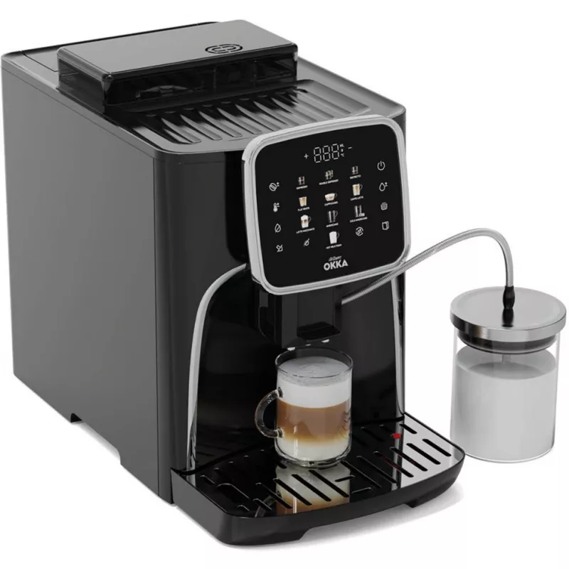 Macchina per caffè espresso automatica Arzum Okka Espresso Pro M nero/cromo con contenitore latte