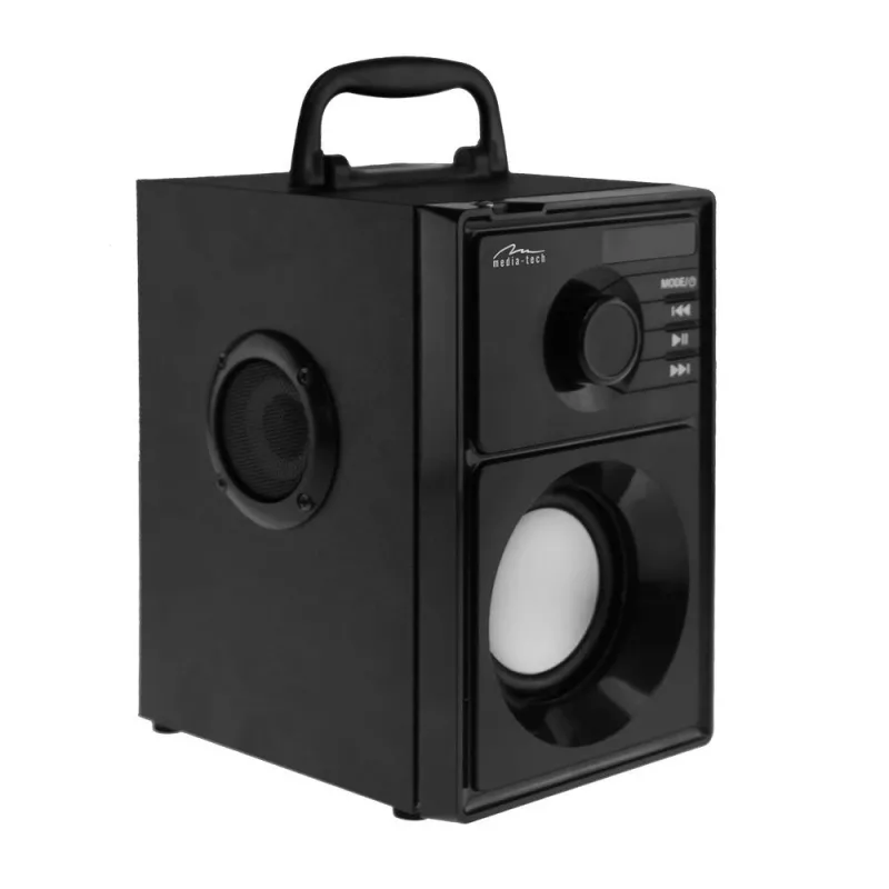 Altoparlante portatile MEDIA-TECH MT3179, 20 W (RMS 15 W), Bluetooth 5.1, FM, MicroSD, USB, AUX, Li-Ion, 6 h, cassa in legno