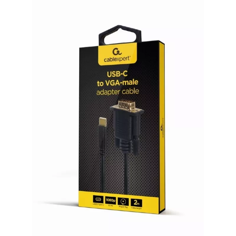 Gembird A-CM-VGAM-01 cavo adattatore da USB-C a VGA maschio, 1920x1080 60 Hz, 2 m, nero