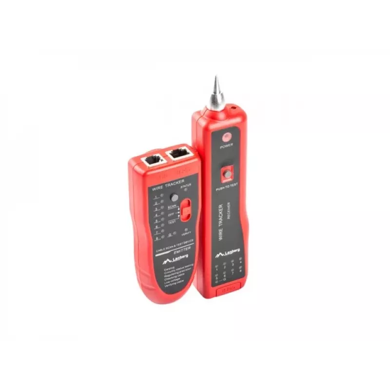 Tester per cavi di rete LANBERG NT-0501 — supporto RJ-11/RJ-12/RJ-45, lunghezza max 250 m, batteria integrata, indicatori LED, nero