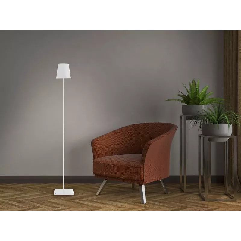 Beper P201UTP404 lampada da terra LED ricaricabile, altezza regolabile, 2,5 W, dimmerabile, metallo, bianca