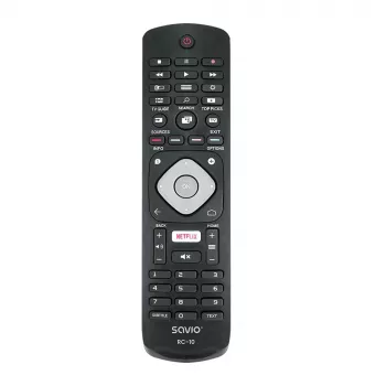 Telecomando SAVIO RC-10 per TV Philips, IR wireless, nero, inserimento a pulsanti