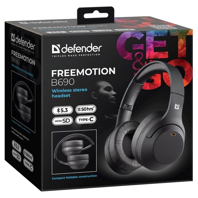 Cuffie Defender Bluetooth Freemotion B690 nero