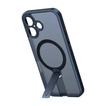 Custodia protettiva Torras Pstand Spin per iPhone 16 Plus – nero, supporto pieghevole, protezione sottile