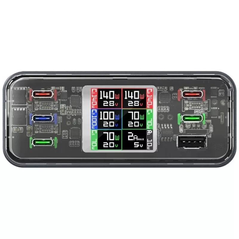 Stazione di ricarica 360W 5xUSB-C + 1xUSB-A GaN