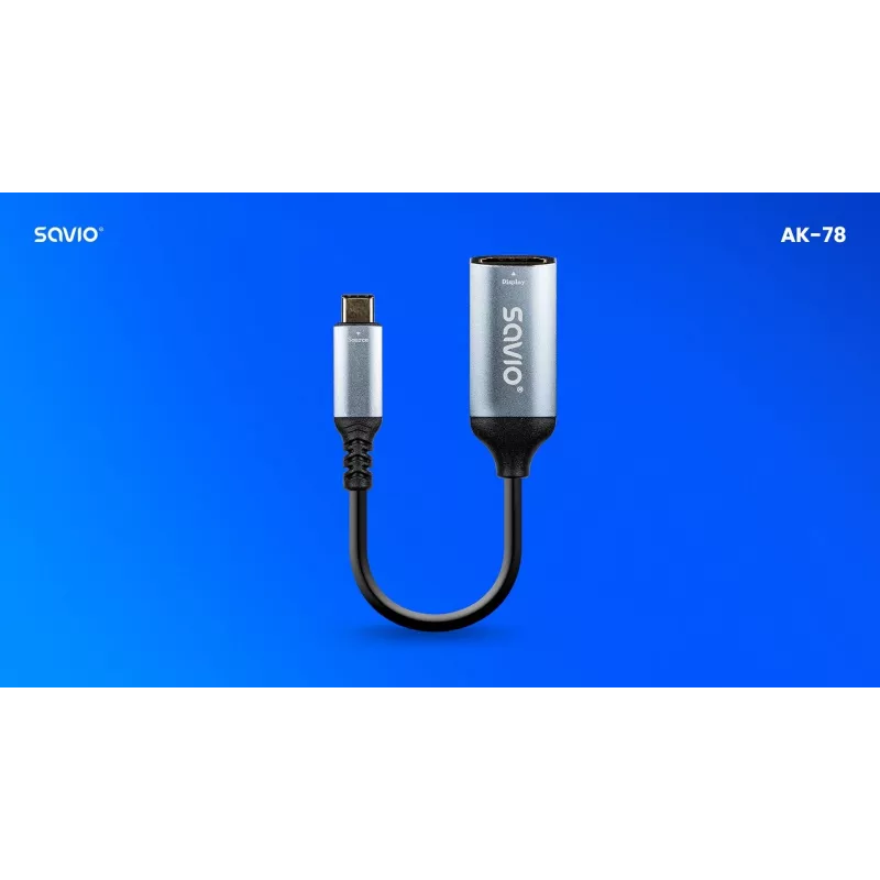 Savio Adattatore USB-C (M) HDMI (f), 4K, 60Hz, alluminio, AK-78